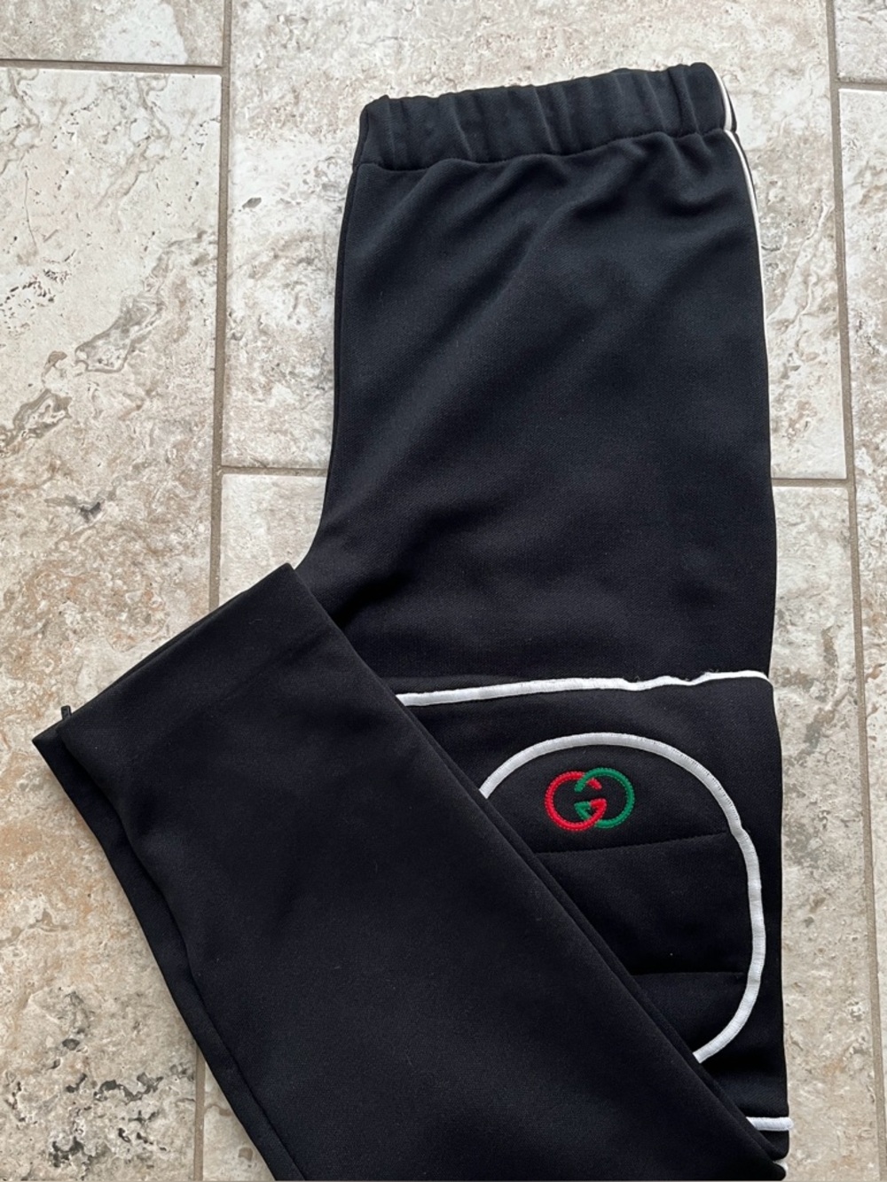 Gucci Women’s Skinny Leg Pants - Stretch Black with Embroidered Logo Size M